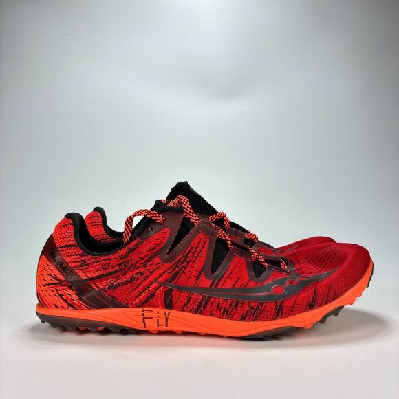 Saucony Carrera XC 3 Red Orange Track Spikes Shoes Lightweight Men's Size 11 - Picture 1 of 11